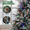 6.5 FT Pre-Lit Pencil Christmas Tree – 300 Warm White Lights, Auto-Hinged Expansion, Foldable Metal Stand, PE & PVC Construction – for Porch, Party, Office, and Home Decor(Flocked Green-ⅱ)