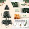 6.5 FT Pre-Lit Pencil Christmas Tree – 300 Warm White Lights, Auto-Hinged Expansion, Foldable Metal Stand, PE & PVC Construction – for Porch, Party, Office, and Home Decor(Flocked Green-ⅱ)