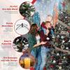 6.5 FT Pre-Lit Pencil Christmas Tree – 300 Warm White Lights, Auto-Hinged Expansion, Foldable Metal Stand, PE & PVC Construction – for Porch, Party, Office, and Home Decor(Snow Flocked)
