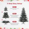 6.5 FT Pre-Lit Pencil Christmas Tree – 300 Warm White Lights, Auto-Hinged Expansion, Foldable Metal Stand, PE & PVC Construction – for Porch, Party, Office, and Home Decor(Snow Flocked)