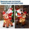 7FT Christmas Decorations Outdoor – Inflatable Santa Claus with Reindeer & 5 LED Lights, Weatherproof Blow Up Yard Decor for Holiday Party, Home Garden(Santa Claus with Reindeer)