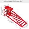 Car Truck Service Ramps,Portable Car Ramps for Oil Changes,2 Pack 12000 LBS (5 T) Capatity Car Lifts for Home Garage,Vehicle Auto Garage Repair.Lift Height Adjust 9.8 in-15 in (Red)(Red)