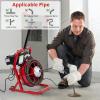 Drain Cleaner Machine, 50 Ft X 1/2 in Professional Electric Drain Auger for 1 to 4 in Pipes, Portable Electric Drain Snake with 4 Cutters & Foot Switch and Pair of Gloves(‎Red)