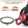 Drain Cleaner Machine, 75 ft X 1/2 in Electric Drain Auger with 6 Cutters and Gloves, Commercial Drain Cleaning Machine Sewer Snake Drill Drain Auger Cleaner for 2 to 4 in Pipes(75FT x 1/2 Inch)
