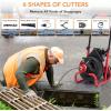 Drain Cleaner Machine, 75 ft X 1/2 in Electric Drain Auger with 6 Cutters and Gloves, Commercial Drain Cleaning Machine Sewer Snake Drill Drain Auger Cleaner for 2 to 4 in Pipes(75FT x 1/2 Inch)