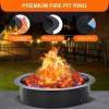 Fire Pit Ring 2.5 mm Steel Heavy Duty Firepit Cooking Ring Large Fire Pit Insert Round, Above/In Ground Fire Pit, for Camping Garden Backyard, 36 in x 42 in x 10 in(36″D x 42″W x 10″H)
