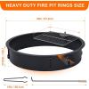 Fire Pit Ring 2.5 mm Steel Heavy Duty Firepit Cooking Ring Large Fire Pit Insert Round, Above/In Ground Fire Pit, for Camping Garden Backyard, 36 in x 42 in x 10 in(32″D x 32″W x 7.8″H)