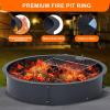 Fire Pit Ring 2.5 mm Steel Heavy Duty Firepit Cooking Ring Large Fire Pit Insert Round, Above/In Ground Fire Pit, for Camping Garden Backyard, 36 in x 42 in x 10 in(32″D x 32″W x 7.8″H)