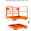 Forklift Safety Cage, Foldable Forklift Work Platform,36 in x36 in Forklift Man Basket 1200 LBS Capacity with Protective Guardrail Chian for 1-3 People Drain Hole, Perfect for Aerial Work
