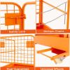 Forklift Safety Cage, Foldable Forklift Work Platform,36 in x36 in Forklift Man Basket 1200 LBS Capacity with Protective Guardrail Chian for 1-3 People Drain Hole, Perfect for Aerial Work