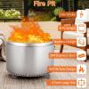 GARVEE 27 in Portable Smokeless Fire Pit with Stand, Handles Design, Stainless Steel Stove Wood Burning, Removable Ash Pan, for Camping, Garden, Backyard