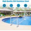 GARVEE 49.5″x 36″ Swimming 304 Stainless Steel Pool Stair Rail Humanized Swimming Pool Handrail 250LBS Load Capacity with Blue Grip Cover for Inground Pool