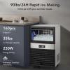GARVEE Commercial Ice Maker, Creates 90 LBS in 24H, Commercial Ice Machine with 33 LBS Ice Storage Capacity, Ice Maker Machine with Auto Self-Cleaning, Each Tray Can Make 32 Pieces of Ice.