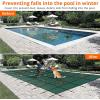 GARVEE Pool Safety Inground Pool Cover, Fits 16×32 ft Pool with Center Steps, Full Set w/Pool Safety Net and Installation Tools, Ultra-Dense Safety Pool Cover 18×34 ft w/Anchors for Inground Pools(22 x 42 ft)
