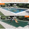 GARVEE Pool Safety Inground Pool Cover, Fits 16×32 ft Pool with Center Steps, Full Set w/Pool Safety Net and Installation Tools, Ultra-Dense Safety Pool Cover 18×34 ft w/Anchors for Inground Pools(22 x 42ft w/4*8ft Center Step)