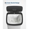 Garvee 16 gal / 60 L Metal Trash Can with Lid, Large Garbage Can for Kitchen, Rustproof Step-on Kitchen Metal Trash Bin with Liner Rim, Rear Handle, Soft Close Plastic Lid, Black(White)