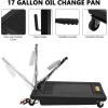 Garvee 20 Gallon Oil Drain Pan Oil Drain Tank with 12V Electric Pump, 76L Low Profile Oil Drain Pan, Oil Change Pan with T Foldable Hand and Wheels, 8FT Hose Oil Drain Cart for Car, SUV, Trucks(Electric Pump-20 Gallon-Black-PP)