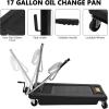 Garvee 20 Gallon Oil Drain Pan Oil Drain Tank with 12V Electric Pump, 76L Low Profile Oil Drain Pan, Oil Change Pan with T Foldable Hand and Wheels, 8FT Hose Oil Drain Cart for Car, SUV, Trucks(Hand Pump-20 Gallon-Black-PP)