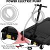 Garvee 20 Gallon Oil Drain Pan Oil Drain Tank with 12V Electric Pump, 76L Low Profile Oil Drain Pan, Oil Change Pan with T Foldable Hand and Wheels, 8FT Hose Oil Drain Cart for Car, SUV, Trucks(Electric Pump-20 Gallon-Black-PP)