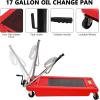 Garvee 20 Gallon Oil Drain Pan Oil Drain Tank with 12V Electric Pump, 76L Low Profile Oil Drain Pan, Oil Change Pan with T Foldable Hand and Wheels, 8FT Hose Oil Drain Cart for Car, SUV, Trucks(Hand Pump-20 Gallon-Red-PP)