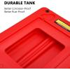 Garvee 20 Gallon Oil Drain Pan Oil Drain Tank with 12V Electric Pump, 76L Low Profile Oil Drain Pan, Oil Change Pan with T Foldable Hand and Wheels, 8FT Hose Oil Drain Cart for Car, SUV, Trucks(Hand Pump-20 Gallon-Red-PP)