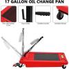 Garvee 20 Gallon Oil Drain Pan Oil Drain Tank with 12V Electric Pump, 76L Low Profile Oil Drain Pan, Oil Change Pan with T Foldable Hand and Wheels, 8FT Hose Oil Drain Cart for Car, SUV, Trucks(Electric Pump-20 Gallon-Red-PP)
