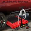 Garvee 20 Gallon Oil Drain Pan Oil Drain Tank with 12V Electric Pump, 76L Low Profile Oil Drain Pan, Oil Change Pan with T Foldable Hand and Wheels, 8FT Hose Oil Drain Cart for Car, SUV, Trucks(Electric Pump-20 Gallon-Red-PP)