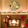 Garvee 24 Inch Pre-Lit Christmas Wreath, Artificial Xmas Wreath with Golden Ball Ornaments & Artificial Flowers Leaves, Christmas Wreath for Front Door, Window and Mantel Decor, Gold(Gold)
