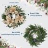 Garvee 24 Inch Pre-Lit Christmas Wreath, Artificial Xmas Wreath with Golden Ball Ornaments & Artificial Flowers Leaves, Christmas Wreath for Front Door, Window and Mantel Decor, Gold(Gold)
