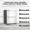 Garvee 24 in Outdoor Drawer Fridge, Counter Double Drawer Beverage Refrigerator, 5.2 Cu.Ft. Weather Proof Stainless Steel Built-in Fridge for Residential Commercial Use Black