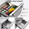 Garvee 24 in Undercounter Refrigerators with Weatherproof Full Stainless Steel Body, Built-in Beverage Refrigerator for Home and Commercial Use, Anti-fingerprint, Fast Cooling, Low Noise, 37-65 °F(silver)
