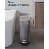 Garvee 2.6 gal / 10 L Metal Bathroom Trash Can with Lid, Slim Waterproof Garbage Can for Bedroom, Small Step-on Trash Bin with Inner Bucket, Rear Handle, Soft Close Lid, Black(Silver)