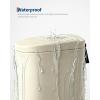 Garvee 2.6 gal / 10 L Metal Bathroom Trash Can with Lid, Slim Waterproof Garbage Can for Bedroom, Small Step-on Trash Bin with Inner Bucket, Rear Handle, Soft Close Lid, Black(Sand Beige)