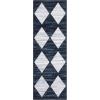 Garvee 2×6 Kitchen Rug Washable Hallway Runner Rugs Non Slip Neutral Area Rug for Entryway Stain Resistant Checkered Bathroom Rugs Low Pile Front Door Mat Brown Rug(Navy Blue-1)