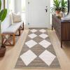 Garvee 2×6 Kitchen Rug Washable Hallway Runner Rugs Non Slip Neutral Area Rug for Entryway Stain Resistant Checkered Bathroom Rugs Low Pile Front Door Mat Brown Rug(Brown)
