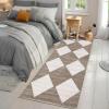 Garvee 2×6 Kitchen Rug Washable Hallway Runner Rugs Non Slip Neutral Area Rug for Entryway Stain Resistant Checkered Bathroom Rugs Low Pile Front Door Mat Brown Rug(Brown)