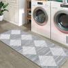 Garvee 2×6 Kitchen Rug Washable Hallway Runner Rugs Non Slip Neutral Area Rug for Entryway Stain Resistant Checkered Bathroom Rugs Low Pile Front Door Mat Brown Rug(Grey-1)