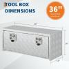 Garvee 48 in Heavy Duty Aluminum Tool Underbody Box, Waterproof Square Truck Storage Organizer Chest for Pick Up Truck Bed, Rv Trailer (48″ X 18″ X 18″ – Sliver)(36″ X 14″ X 16″ – Sliver)