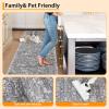 Garvee 5×7 Bedroom Rugs Non Slip Washable Rugs for Living Room Modern Striped Area Rug for Dining Room Stain Resistant Area Rug for Classroom Office Blue and Orange(Vintage1-grey)