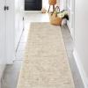 Garvee 5×7 Bedroom Rugs Non Slip Washable Rugs for Living Room Modern Striped Area Rug for Dining Room Stain Resistant Area Rug for Classroom Office Blue and Orange(Vintage1-camel)