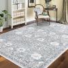 Garvee 5×7 Bedroom Rugs Non Slip Washable Rugs for Living Room Modern Striped Area Rug for Dining Room Stain Resistant Area Rug for Classroom Office Blue and Orange(Blue Grey)