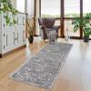 Garvee 5×7 Bedroom Rugs Non Slip Washable Rugs for Living Room Modern Striped Area Rug for Dining Room Stain Resistant Area Rug for Classroom Office Blue and Orange(Vintage1-grey)