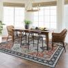 Garvee 5×7 Bedroom Rugs Non Slip Washable Rugs for Living Room Modern Striped Area Rug for Dining Room Stain Resistant Area Rug for Classroom Office Blue and Orange(Red Tone)