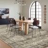 Garvee 5×7 Living Room Rugs Machine Washable Area Rugs Vintage Bordered Floor Cover Carpet with Non Slip Backing Non Shedding Low Pile Soft Mats for Bedroom Nursery Office, Green(Distressed|taupe)