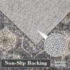 Garvee 5×7 Living Room Rugs Machine Washable Area Rugs Vintage Bordered Floor Cover Carpet with Non Slip Backing Non Shedding Low Pile Soft Mats for Bedroom Nursery Office, Green(Distressed|blue/Grey)