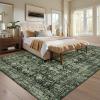 Garvee 5×7 Living Room Rugs Machine Washable Area Rugs Vintage Bordered Floor Cover Carpet with Non Slip Backing Non Shedding Low Pile Soft Mats for Bedroom Nursery Office, Green(Vintage|green)