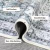 Garvee 5×7 Living Room Rugs Machine Washable Area Rugs Vintage Bordered Floor Cover Carpet with Non Slip Backing Non Shedding Low Pile Soft Mats for Bedroom Nursery Office, Green(Floral|grey)