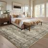 Garvee 5×7 Living Room Rugs Machine Washable Area Rugs Vintage Bordered Floor Cover Carpet with Non Slip Backing Non Shedding Low Pile Soft Mats for Bedroom Nursery Office, Green(Distressed|taupe)