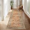 Garvee 5×7 Washable Rugs for Living Room – Stain Resistant, Non-Slip, Pastel Oriental Rugs for Bedroom, Dining Room, Kitchen. Beige(Red)