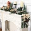 Garvee 6 Feet Christmas Garland with Lights for Mantle, Battery Operated Outdoor Christmas Garlands with Antlers Gold Balls, Prelit Garland Decorations for Fireplace Stair Railing TV Stand(Gold)